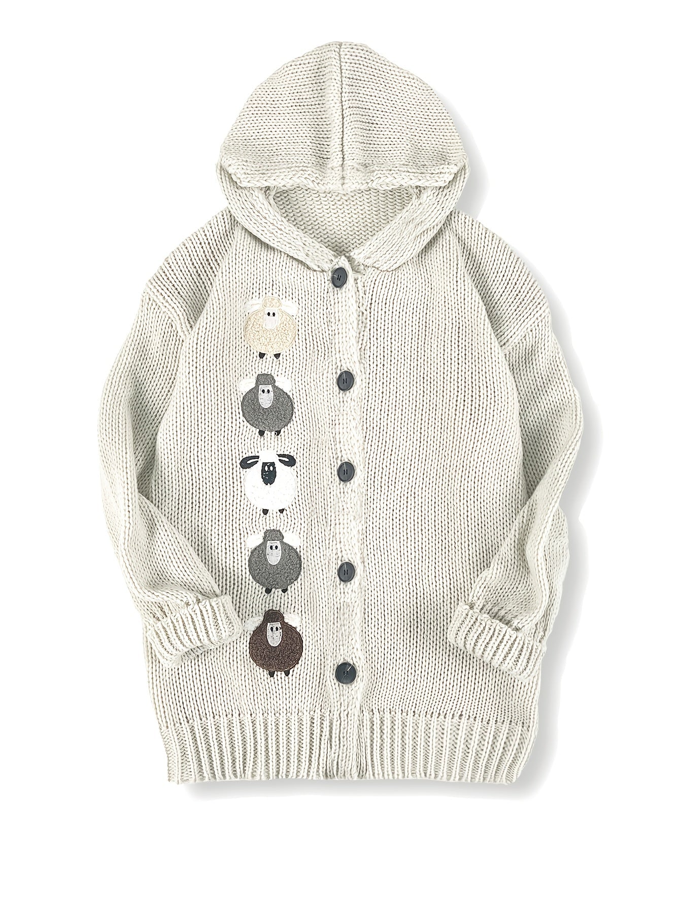 Theodora Winslet | Cozy Hooded Sweater With Sheep Patch Detail For Women