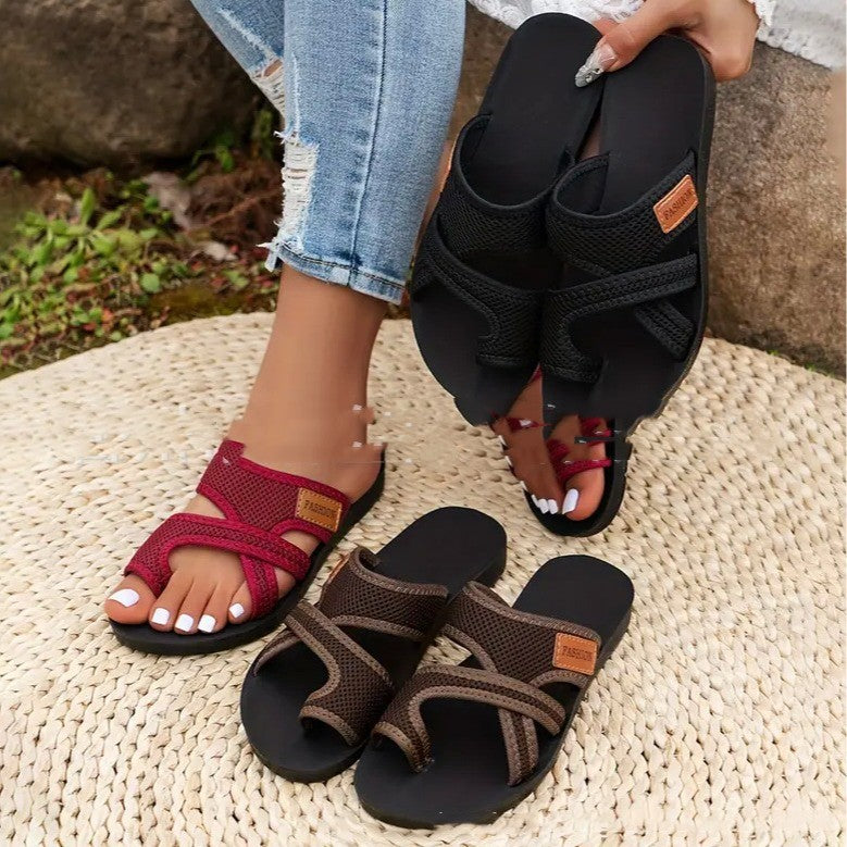 Giada Montefiore | Crisscross Mesh Slide Sandals For Women