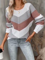 Nathalie Osgood | Colorblock Chevron Knit Sweater For Women