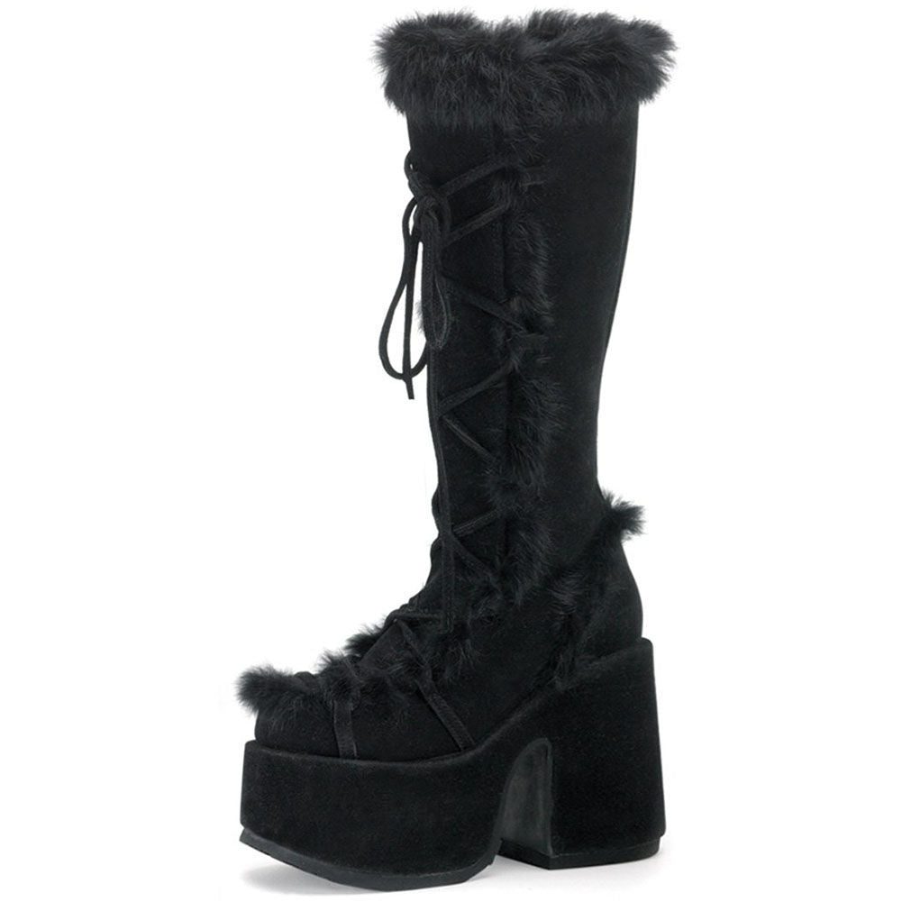 Odalys Sterling | Fur-Trim Platform Knee-High Boots For Women
