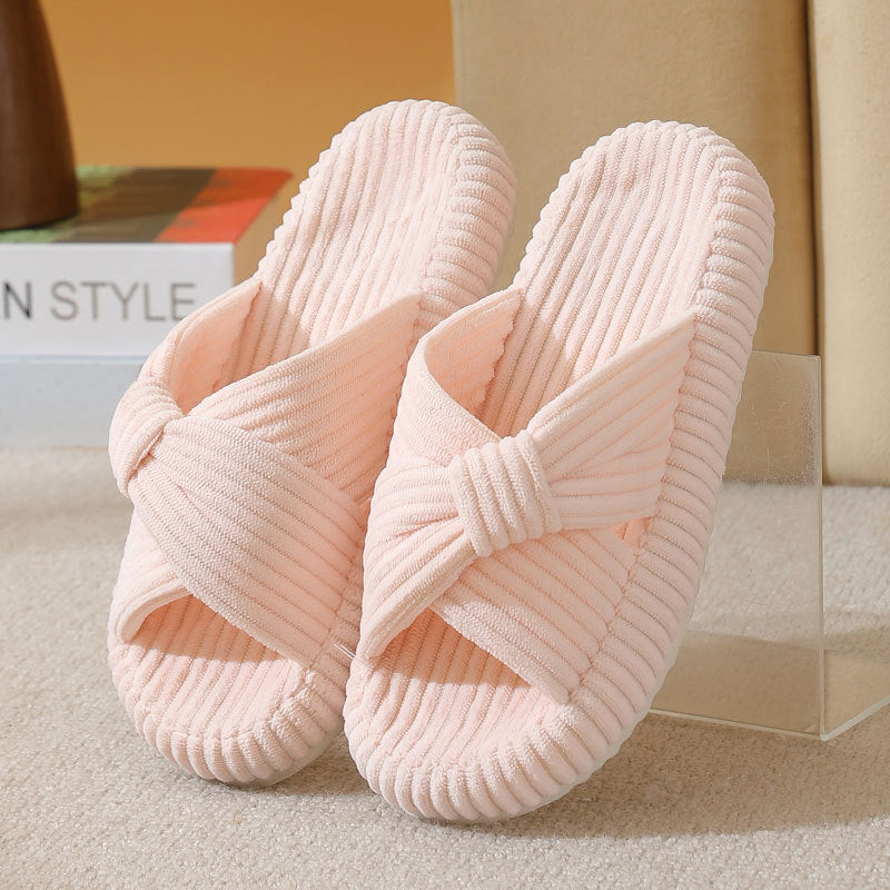 Odette Villeneuve | Cross-Strap Corduroy Slippers For Women