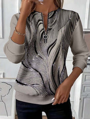 Renée Wentfield | Abstract Print Quarter-Zip Sweatshirt For Women