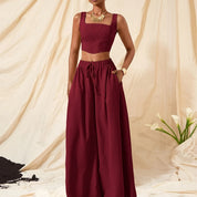 Solène Duchamp | Wide-Leg Two-Piece Set With Drawstring Waist For Women