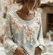 Ines Delacourt | Floral Embroidered Boho Blouse For Women