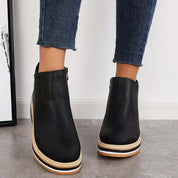 Lucette Fairborne | Navy Wedge Ankle Boots For Women