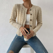Rosalind Sinclair | Cable Knit Button-Front Cardigan For Women
