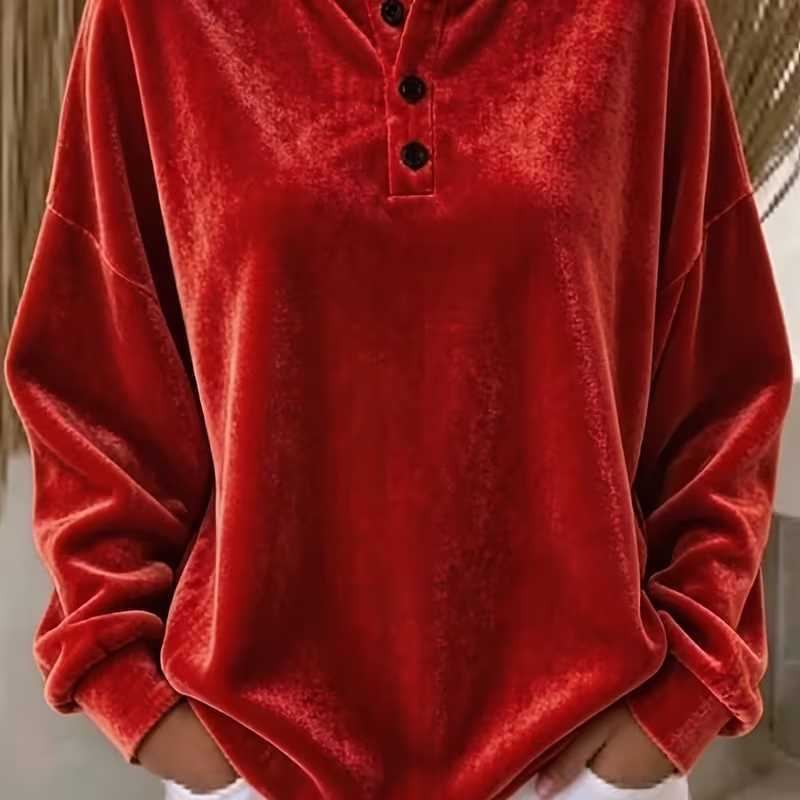Amelinda Voscroft | Velvet Button Sweatshirt For Women