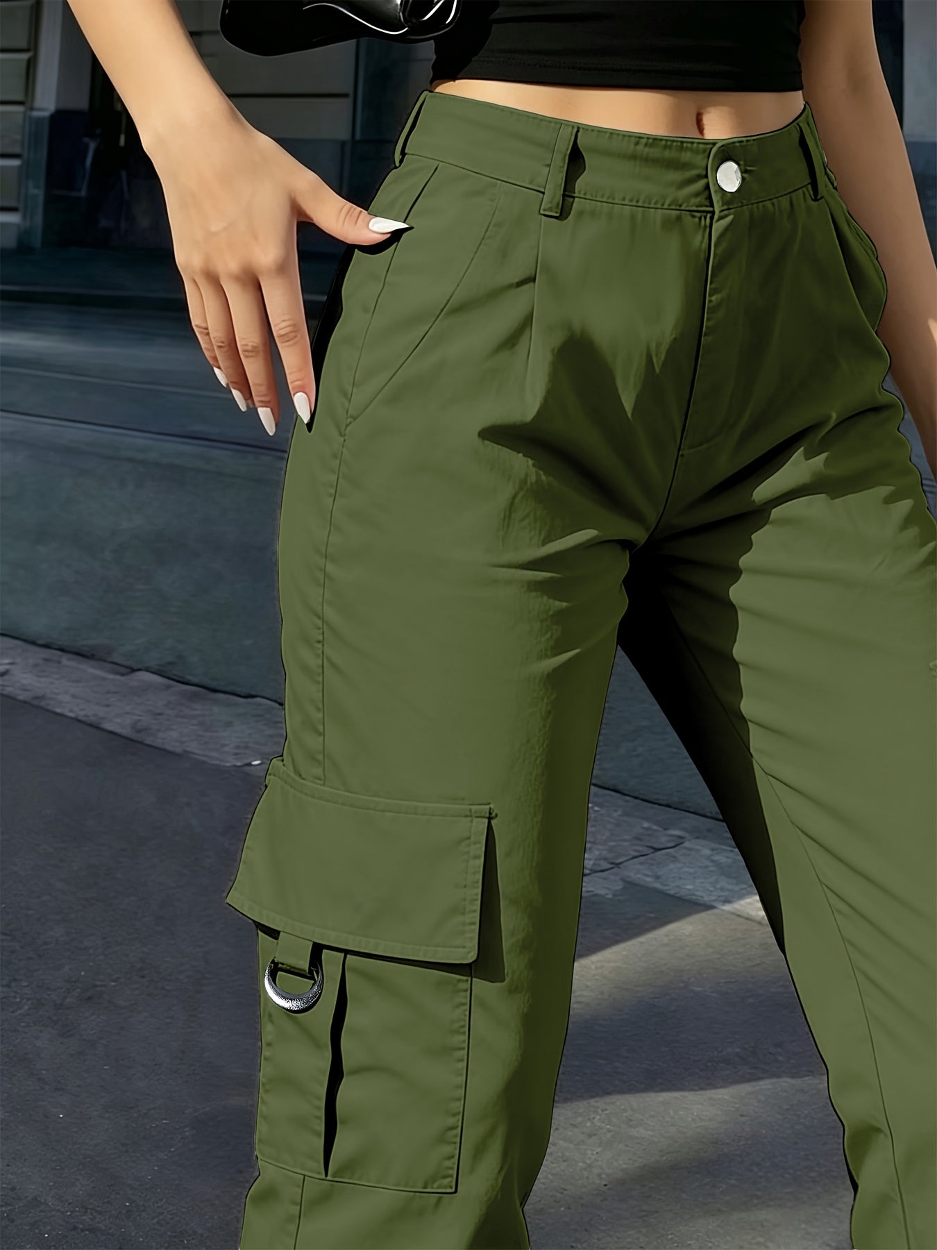 Sabine Hollande | High-Waisted Wide-Leg Cargo Pants For Women