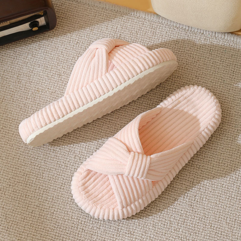Odette Villeneuve | Cross-Strap Corduroy Slippers For Women