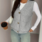 Naomi Chastellain | Buttoned V-Neck Sweater Vest