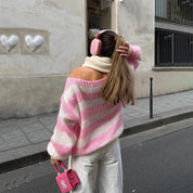 Noelle Winthorpe | Striped Loose Knit Pullover Sweater For Women