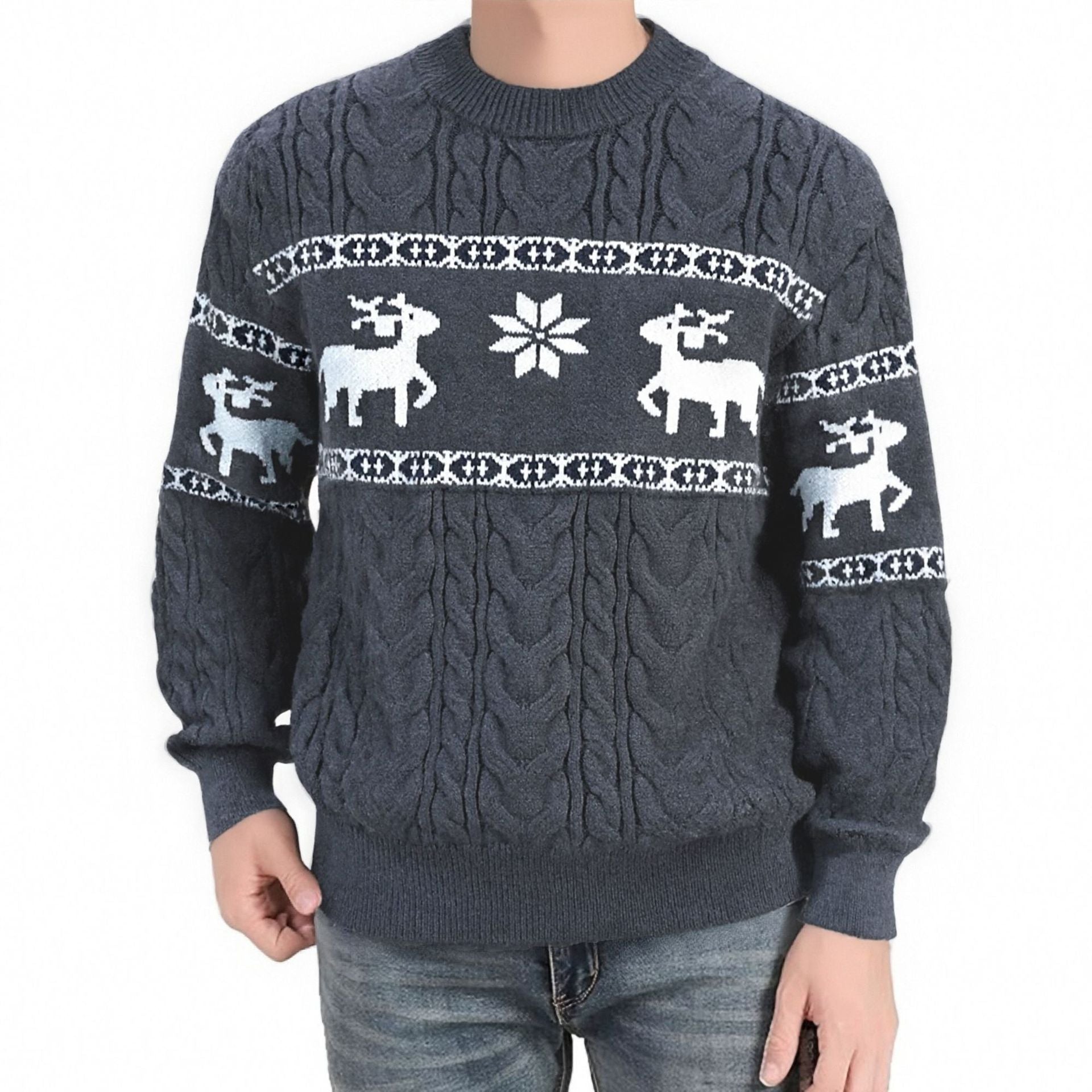 Nutcracker | Red Reindeer Fair Isle Christmas Sweater For Men