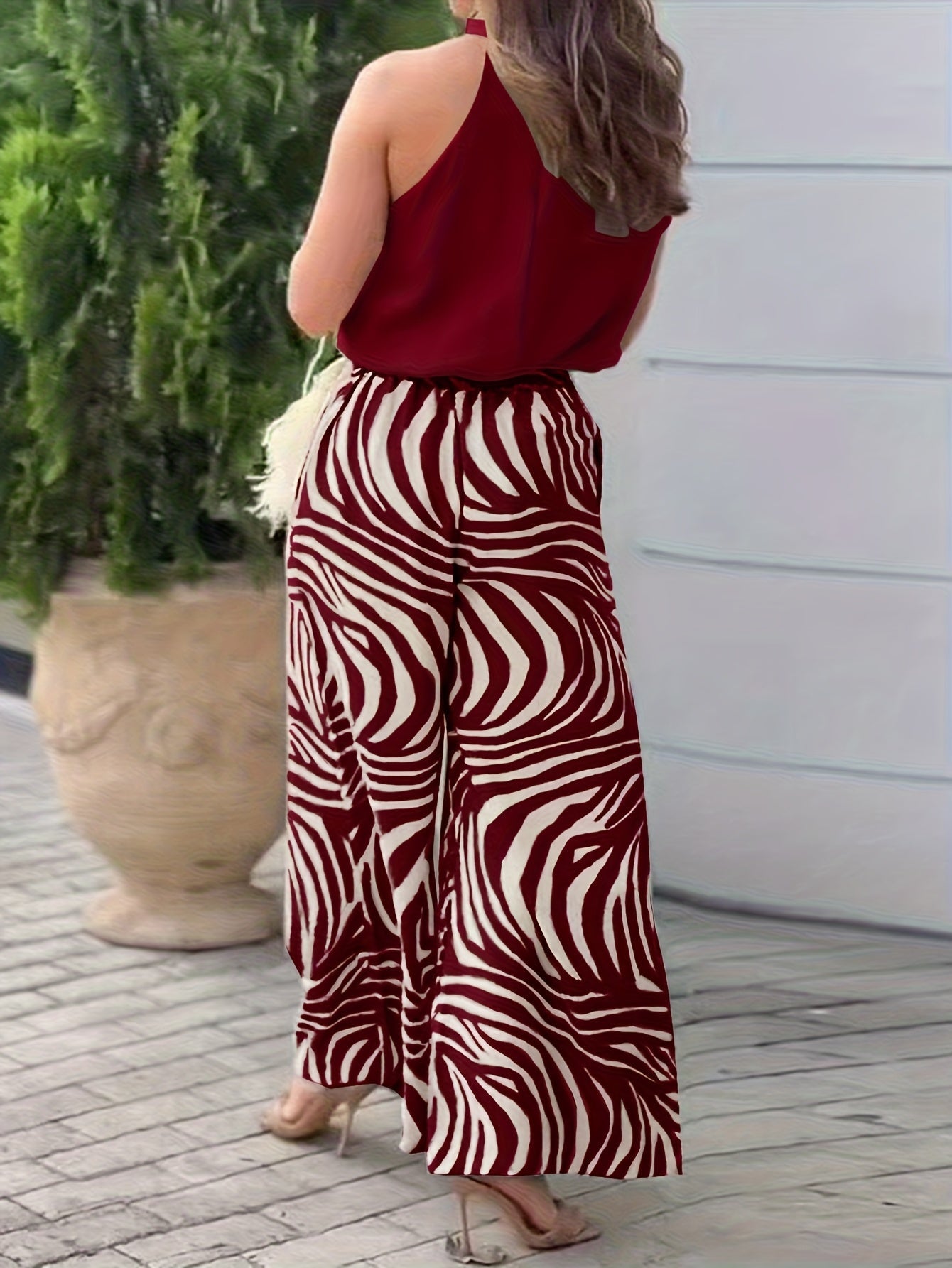 Colette Vasari | Zebra Print Wide-Leg Two-Piece Set For Women