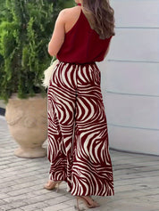 Colette Vasari | Zebra Print Wide-Leg Two-Piece Set For Women