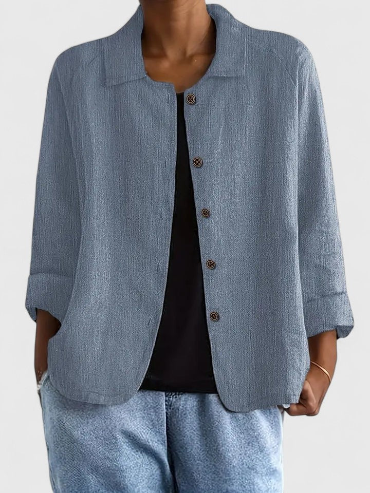 Théodora Wentbridge | Pink Linen-Blend Button-Front Shirt