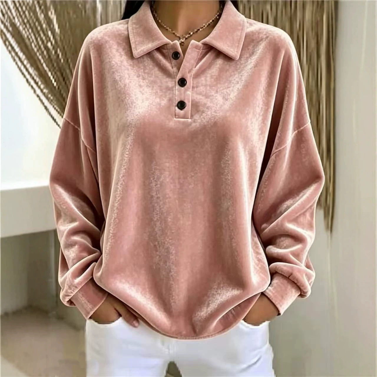 Lucille Bernard | Velvet Polo Top For Women