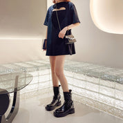 Palmer Selcombe | Black Buckle Chunky Ankle Boots For Women