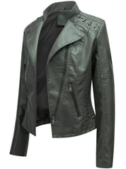 Nadia Cresson | Sleek Olive Leather Jacket For Women