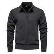 Troy Normore | Diamond-Knit Stand-Collar Zip Cardigan For Men