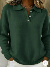 Hettie Pagwood | Button Polo Collar Knit Sweater For Women