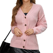 Odalie Brasseur | Pink Cable-Knit Cardigan Sweater For Women