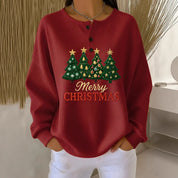 Nadia Whitbourne | Christmas Print Long Sleeve Button Top For Women