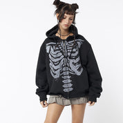 Nina Delvaux | Skeleton Print Zip-Up Hoodie For Women