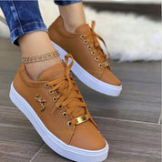 Alexandra Chastain | Tan Lace-Up Sneakers For Women