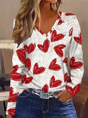 Celinda Waverly | Autumn Maple Leaf Print Long-Sleeve Top For Women