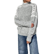 Adele Winters | Turtleneck Contrast Knit Sweater For Women