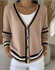 Elara Bloomfield | Printed Button-Up Knit Cardigan For Women