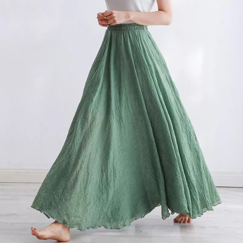 Ophélie Drantford | Flowing Cotton Linen Maxi Skirt in Beige