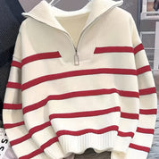 Perrine Duchamp | Striped Quarter-Zip Sweater For Women