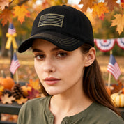 Colette Granville | Black Embroidered Flag Veterans Day Baseball Cap Unisex