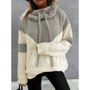 Aurelie Chastenet | Color Block Cowl Neck Sweater With Drawstring For Women