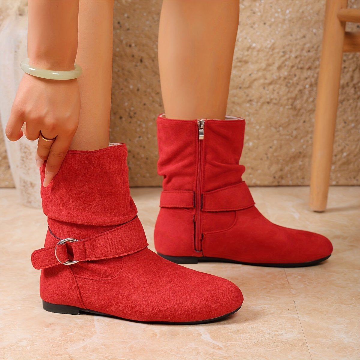 Helena Voss | Slouch Buckle Ankle Boots For Women