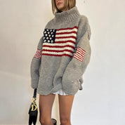 Brooke Ellsworth | American Flag Turtleneck Knit Sweater For Women