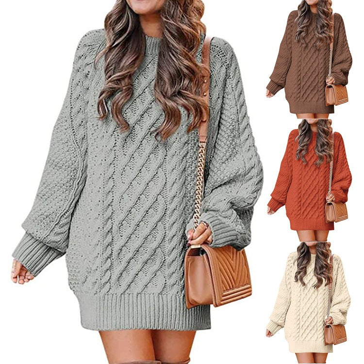 Eleanora Vance | Cable Knit Mini Sweater Dress For Women