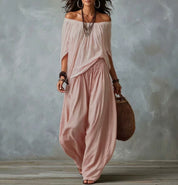 Novalee Penhurst | Off-Shoulder Top & Pants Lounge Set For Women