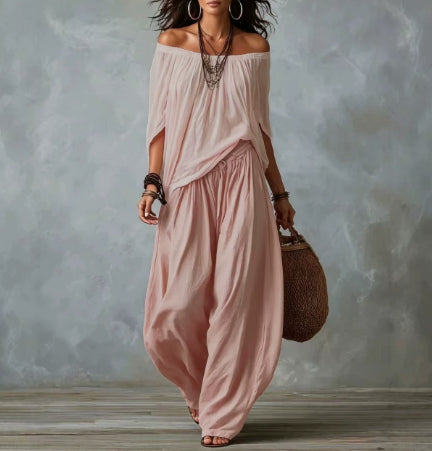 Novalee Penhurst | Off-Shoulder Top & Pants Lounge Set For Women