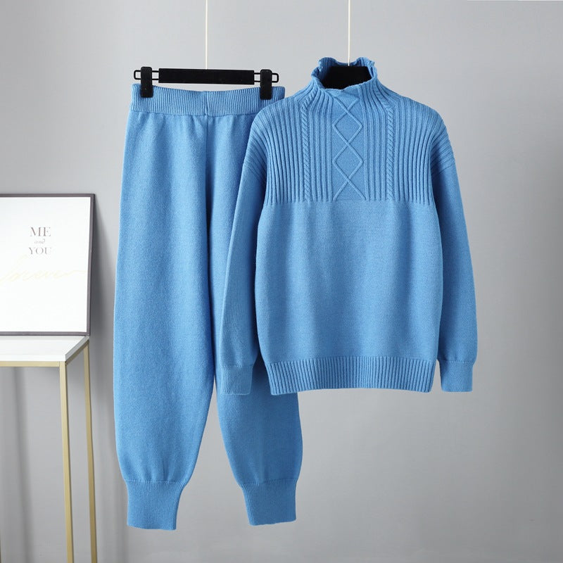 Odile Charvet | Cable-Knit Mock Neck Sweater Set For Women