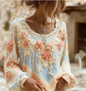 Ines Delacourt | Floral Embroidered Boho Blouse For Women