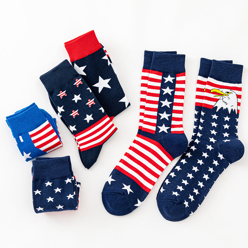 Sylvie Esterhazy | Flag Print Veterans Day Crew Socks Five Pack Unisex & Couples