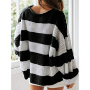 Lucienne Bardot | Striped Oversized Knit Sweater For Women