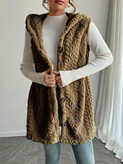 Genevieve Sorel | Hooded Sleeveless Longline Cardigan Vest For Women