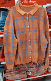 Helena Stirling | Plaid Knit Button-Up Sweater For Women