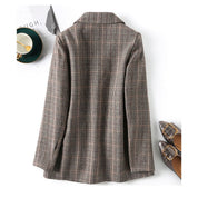 Dottie Walhurst | Brown Plaid Single-Button Blazer For Women