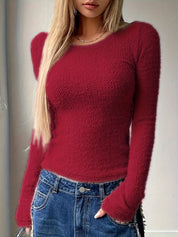 Camille Duvalier | Plush Knit Sweater With Round Neckline