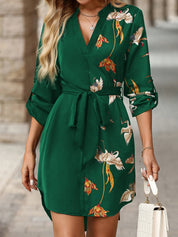 Émilie Sarrault | Belted Crane Print Mini Shirt Dress