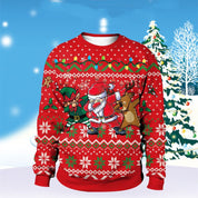 Jingle Frost | Red Dabbing Santa Reindeer Christmas Sweater For Men